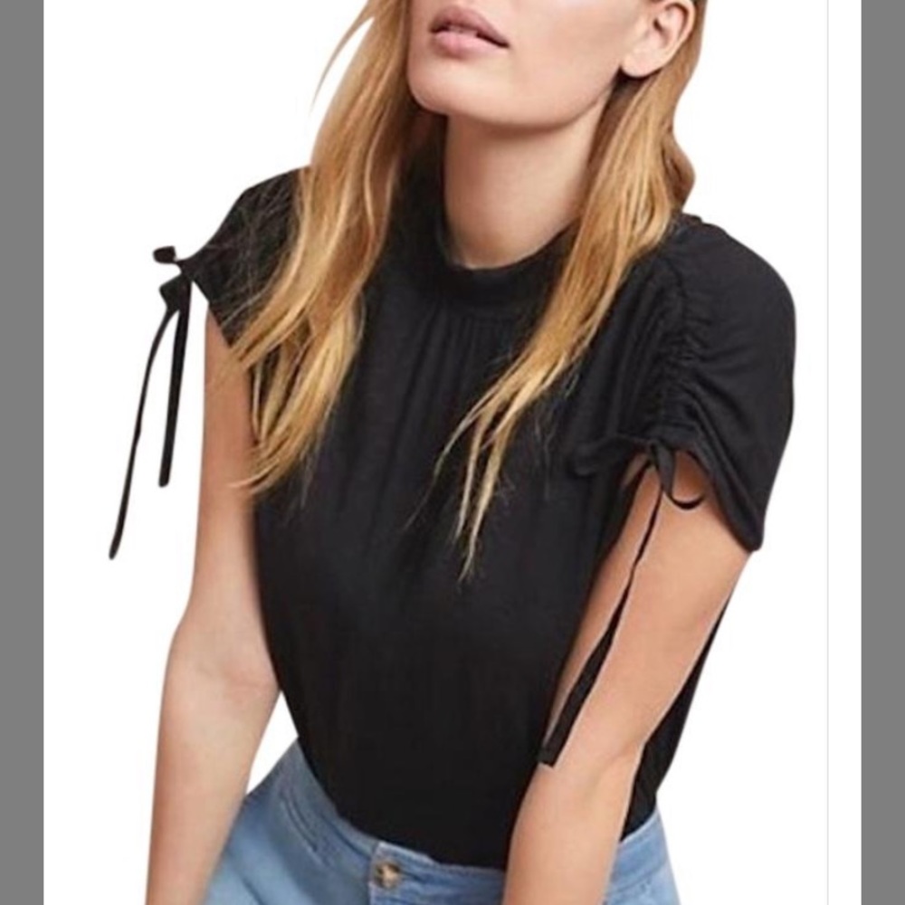 Anthropologie black ruched kali top